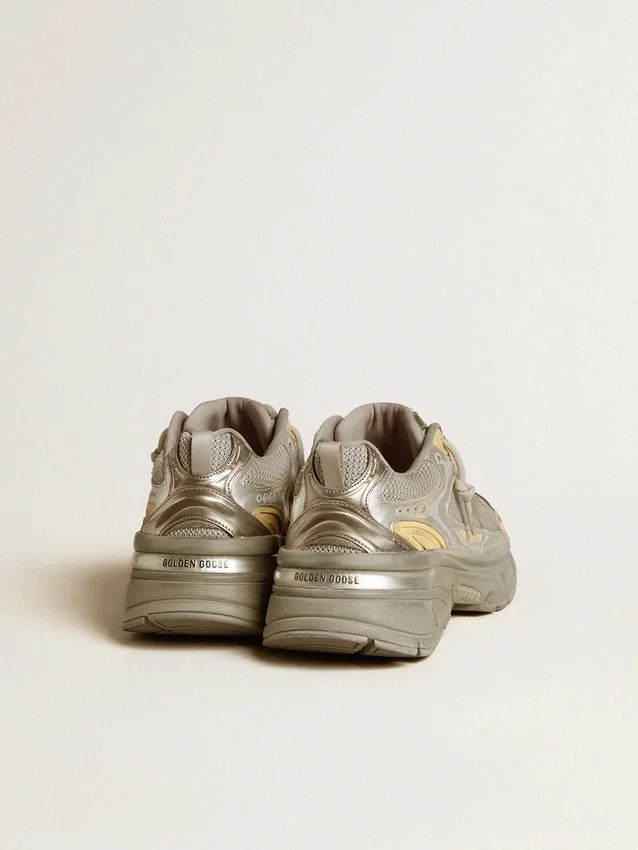 Lightstar für Damen aus Metallic-Leder und silbernem Mesh mit grauem Stern