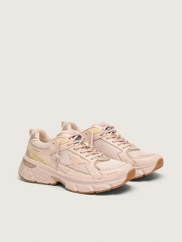 Lightstar für Damen mit Obermaterial aus rosa Leder und Mesh sowie rosa Stern