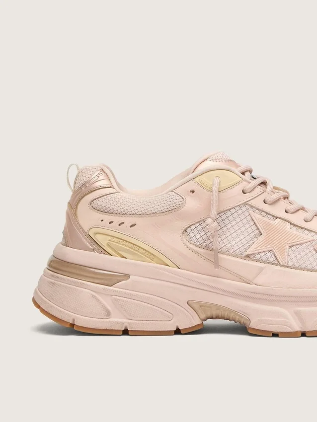 Lightstar für Damen mit Obermaterial aus rosa Leder und Mesh sowie rosa Stern