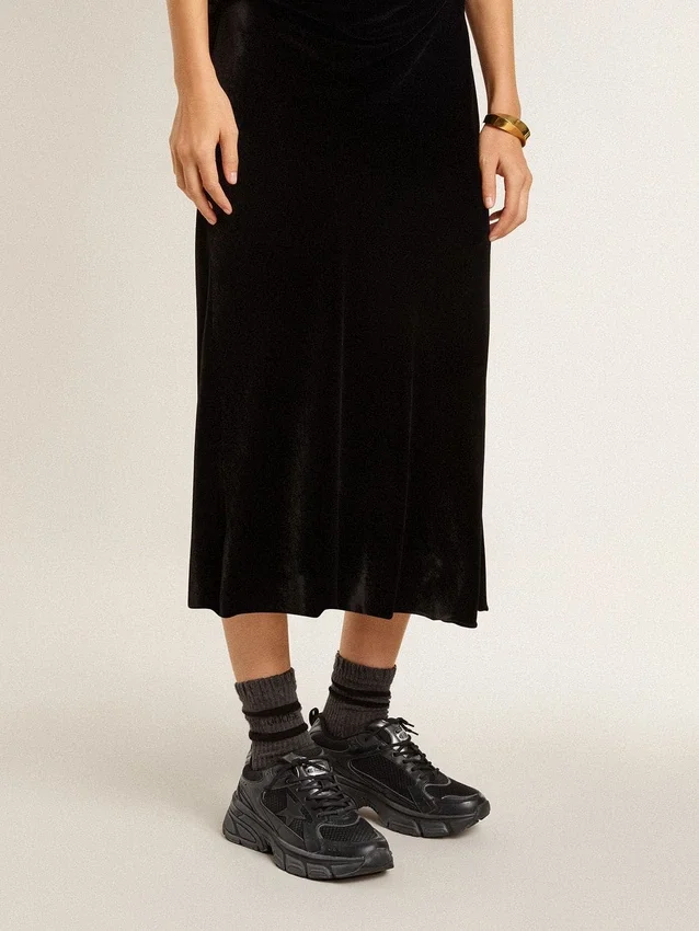 Lightstar für Damen mit Obermaterial aus schwarzem Leder und Mesh sowie schwarzem Stern
