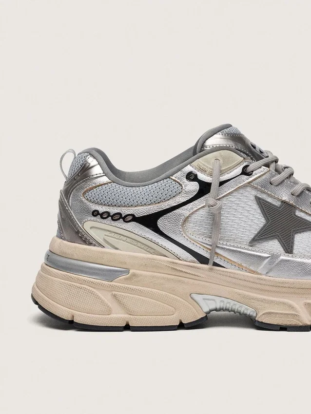 Lightstar für Damen aus grauem Mesh und silbernem Nappaleder mit grauem TPU-Stern