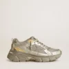 Lightstar für Herren aus Metallic-Leder und silbernem Mesh mit grauem Stern