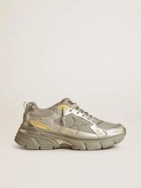 Lightstar für Herren aus Metallic-Leder und silbernem Mesh mit grauem Stern