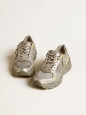Lightstar für Herren aus Metallic-Leder und silbernem Mesh mit grauem Stern