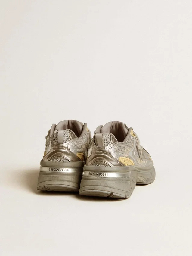 Lightstar für Herren aus Metallic-Leder und silbernem Mesh mit grauem Stern
