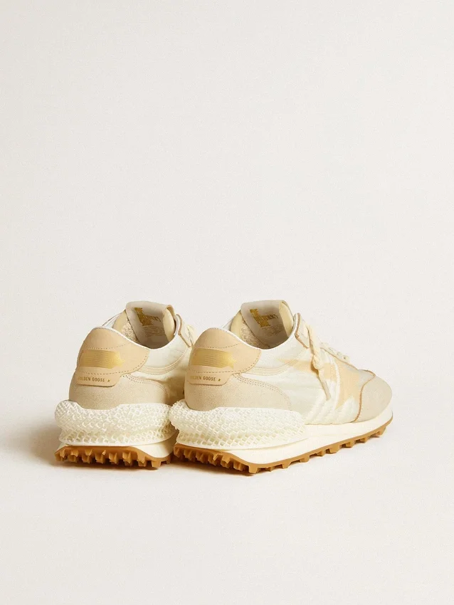 Marathon für Damen aus beigem Nylon und grauem Leder mit beigem aufgedrucktem Stern