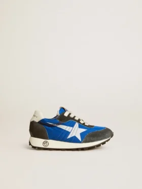 Marathon Junior aus blauem Nylon mit aufgedrucktem Stern und Fersenlasche aus Leder