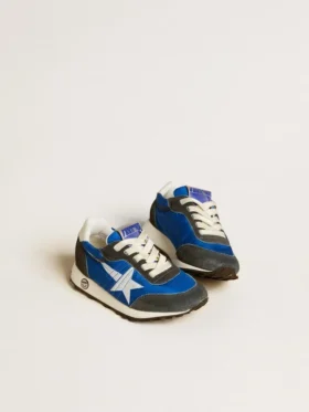 Marathon Junior aus blauem Nylon mit aufgedrucktem Stern und Fersenlasche aus Leder