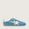 Herren-Marathon Speed aus blauem Nappa mit aufgedrucktem Stern und silberner Fersenlasche aus Leder