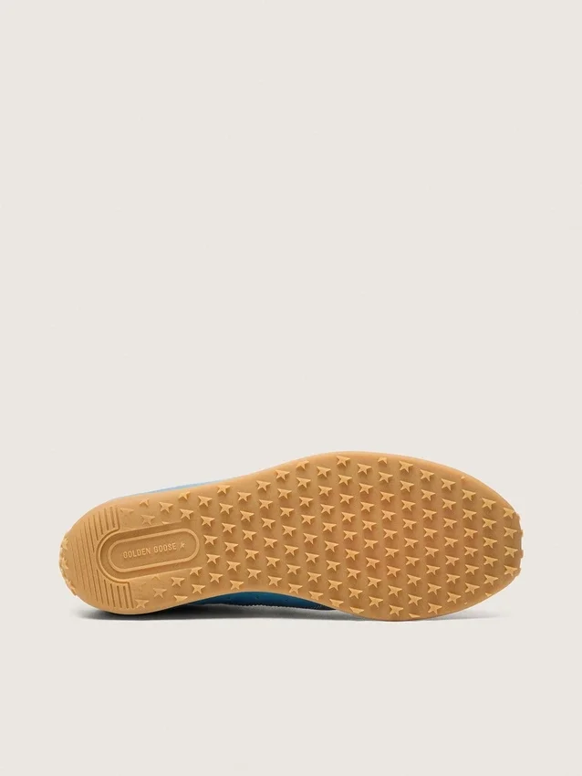 Herren-Marathon Speed aus blauem Nappa mit aufgedrucktem Stern und silberner Fersenlasche aus Leder