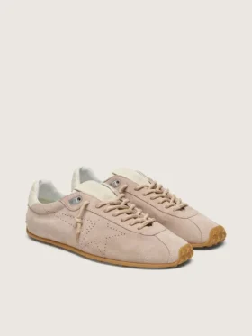 Marathon Speed für Damen aus rosa Wildleder mit perforiertem Stern und weisser Lederlasche an der Ferse