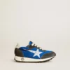 Marathon Young aus blauem Nylon mit aufgedrucktem Stern und Lederlasche an der Ferse