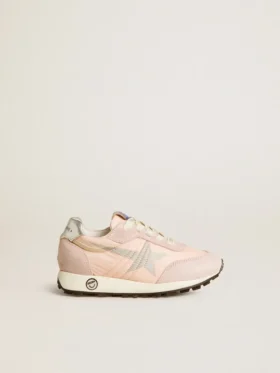 Marathon Young aus rosa Nylon mit aufgedrucktem Stern und Lederlasche an der Ferse