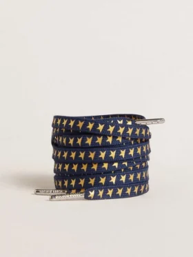 Marineblaue Schnürsenkel mit kontrastierenden goldenen Sternen