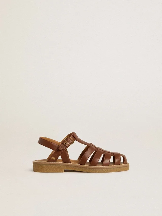 Maxime Junior-Sandalen aus braunem Leder