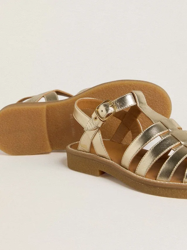 Maxime Junior-Sandalen aus goldenem Leder