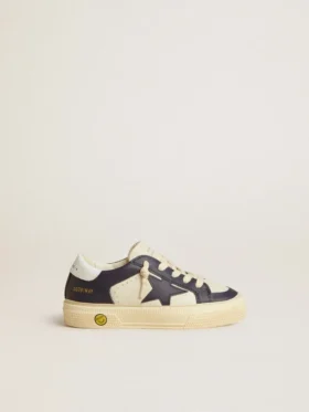 May Junior aus weissem und blauem Leder mit Lederstern und Fersenlasche