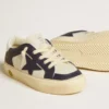 May Junior aus weissem und blauem Leder mit Lederstern und Fersenlasche