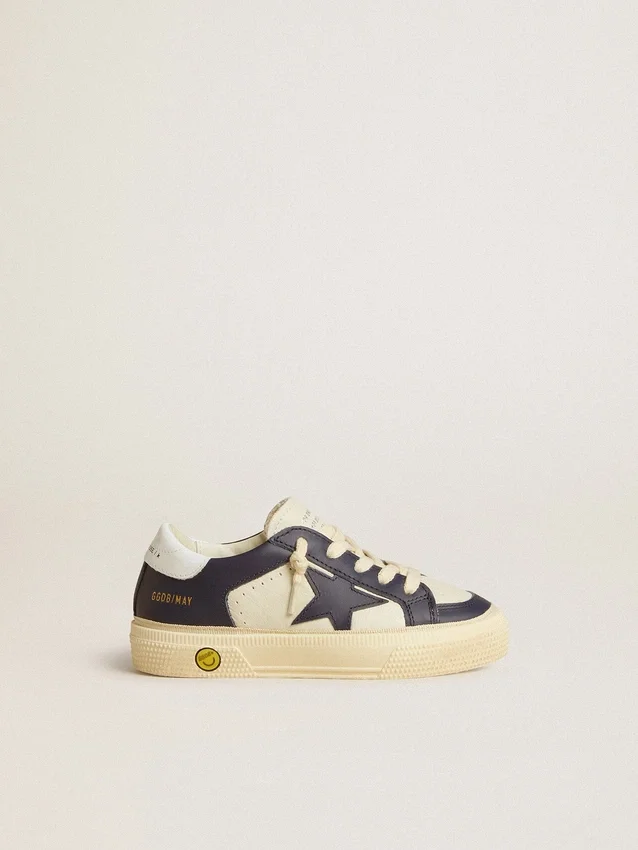 May Young aus weissem und blauem Leder mit Lederstern und Fersenlasche
