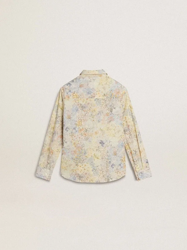 Mädchen-Baumwollhemd mit mehrfarbigem Blumenprint