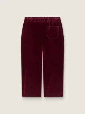 Mädchenhose in Burgunderrot mit Samtoptik und Gesassentasche