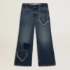 Mädchenjeans mit weitem Bein aus blauem Denim