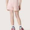 Mädchenshorts «Star» aus rosa Baumwolle mit Aufnäher und Logo