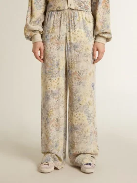 Mehrfarbige Damen-Jogginghose mit Blumenprint