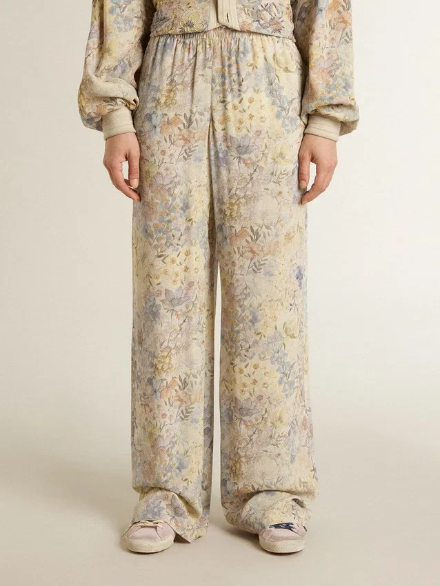 Mehrfarbige Damen-Jogginghose mit Blumenprint