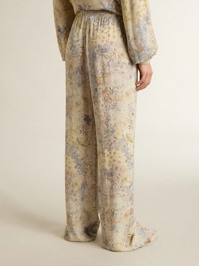 Mehrfarbige Damen-Jogginghose mit Blumenprint