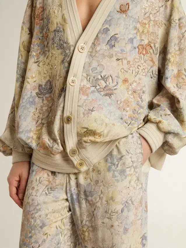 Mehrfarbige Damen-Jogginghose mit Blumenprint