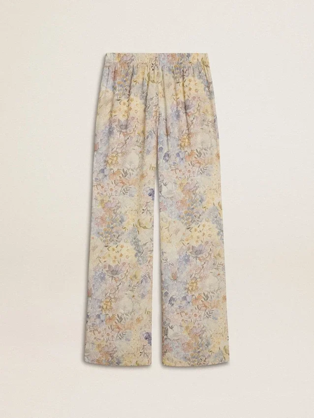 Mehrfarbige Damen-Jogginghose mit Blumenprint
