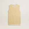 Mesh-Strickoberteil mit Pailletten und kontrastierenden Details