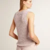 Mesh-Strickoberteil mit Pailletten und kontrastierenden Details
