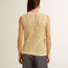 Mesh-Strickoberteil mit Pailletten und kontrastierenden Details