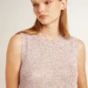Mesh-Strickoberteil mit Pailletten und kontrastierenden Details