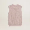 Mesh-Strickoberteil mit Pailletten und kontrastierenden Details