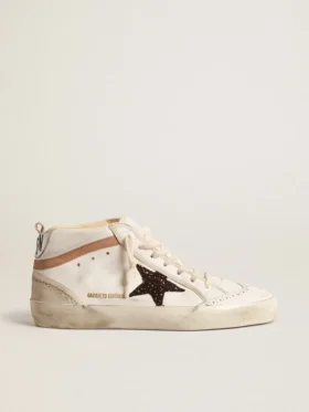 Mid Star aus Nappa mit Glitzerstern und nudefarbenem Lederakzent