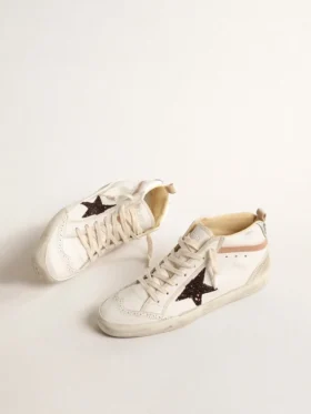Mid Star aus Nappa mit Glitzerstern und nudefarbenem Lederakzent