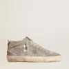 Mid Star aus silbernem Wildleder mit Swarovski-Kristallen und Wildlederstern