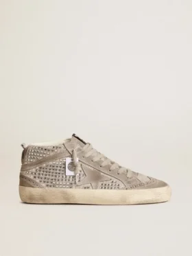 Mid Star aus silbernem Wildleder mit Swarovski-Kristallen und Wildlederstern