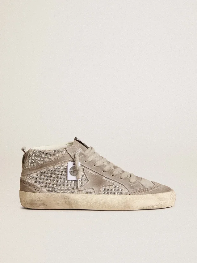 Mid Star aus silbernem Wildleder mit Swarovski-Kristallen und Wildlederstern