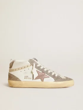 Mid Star für Damen aus Nappa und Wildleder mit hellbraunem Stern aus Metallic-Leder
