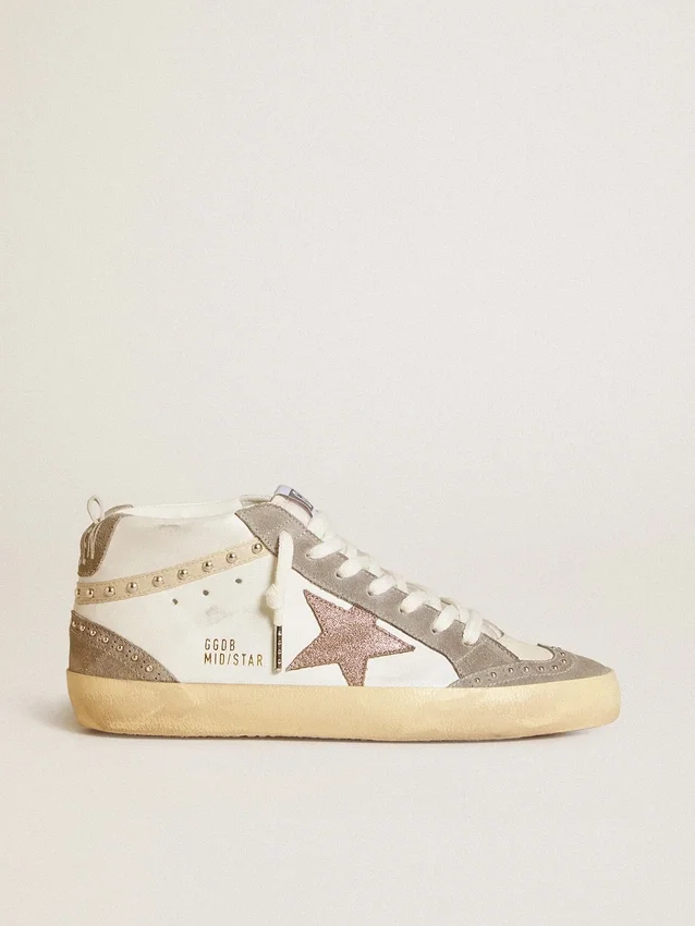 Mid Star für Damen aus Nappa und Wildleder mit hellbraunem Stern aus Metallic-Leder