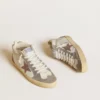 Mid Star für Damen aus Nappa und Wildleder mit hellbraunem Stern aus Metallic-Leder
