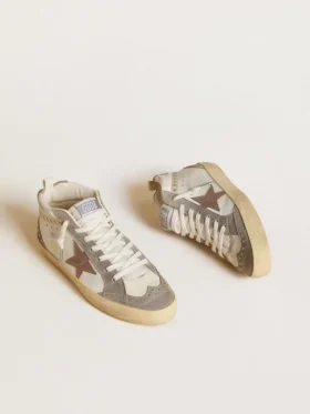Mid Star für Damen aus Nappa und Wildleder mit hellbraunem Stern aus Metallic-Leder