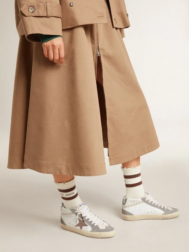 Mid Star für Damen aus Nappa und Wildleder mit hellbraunem Stern aus Metallic-Leder