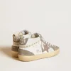 Mid Star für Damen aus Nappa und Wildleder mit hellbraunem Stern aus Metallic-Leder