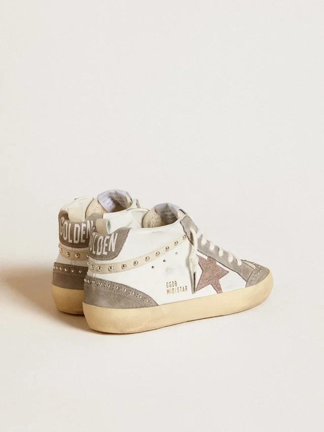 Mid Star für Damen aus Nappa und Wildleder mit hellbraunem Stern aus Metallic-Leder