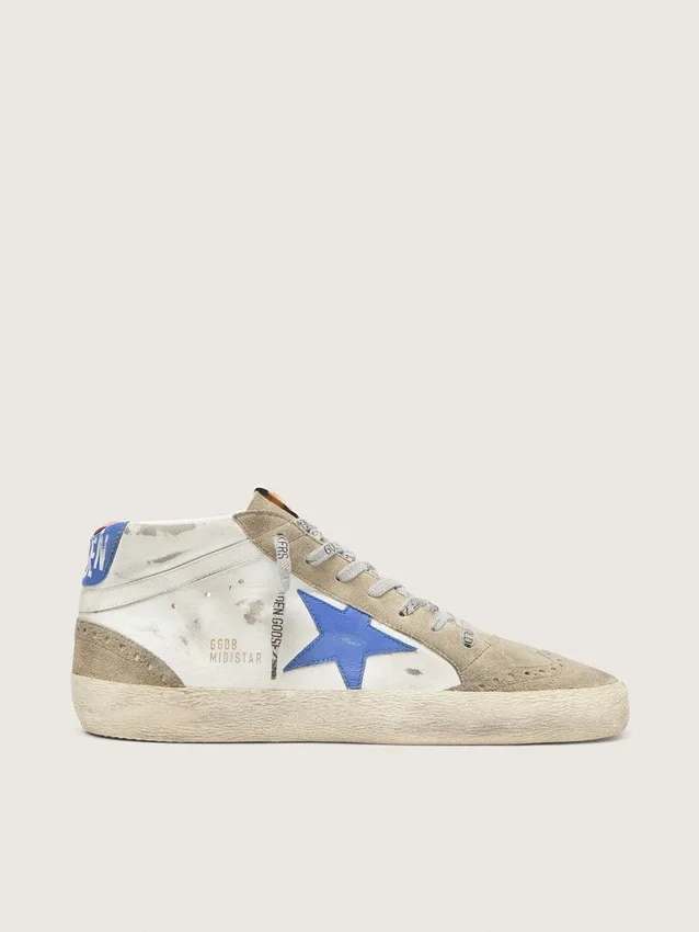 Mid Star für Herren mit blauem Lederstern und taubengrauen Wildledereinsätzen